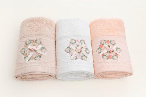 Embroidered Napkin - Rose (Set of three)