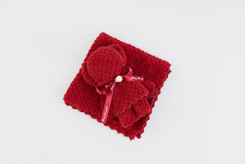 Square Teddy Napkin - Maroon