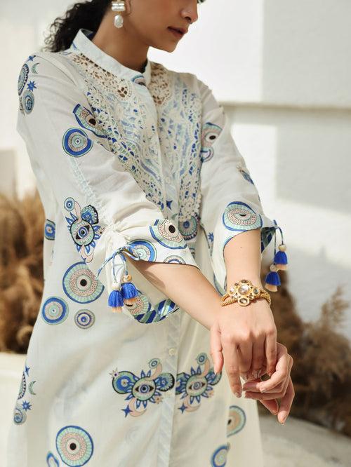 GREEN & BLUE SUN & MOON PRINT KURTA SET- SET OF 2