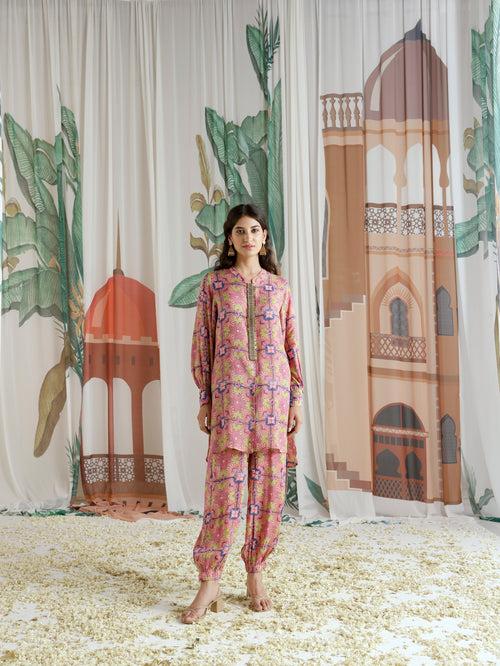 Laila Rounded Ghera Kurta with Gathered Pant