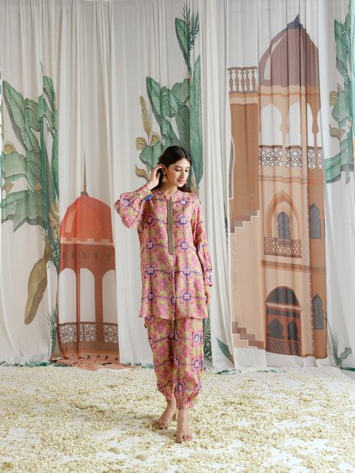 Laila Rounded Ghera Kurta with Gathered Pant