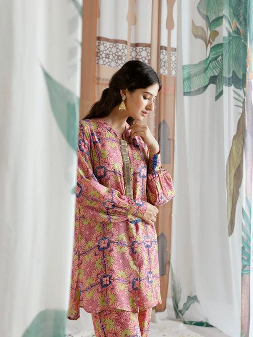 Laila Rounded Ghera Kurta with Gathered Pant