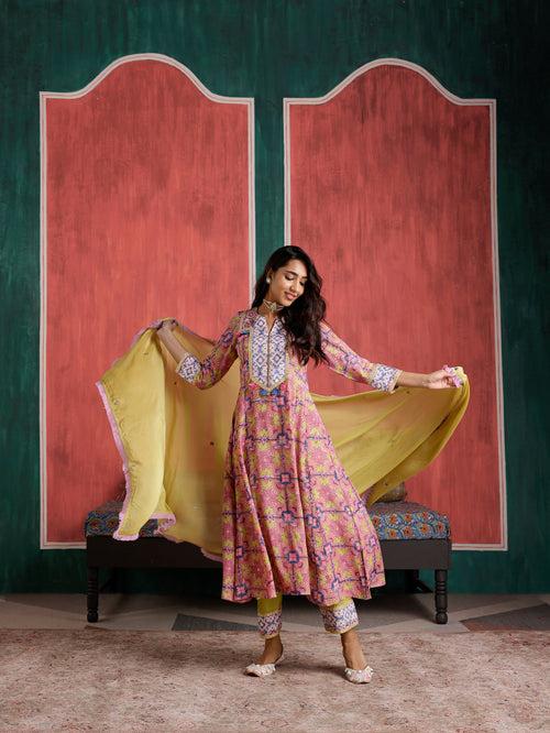 Laila Anarkali Kurta with Pant and Dupatta