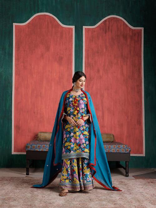 Jasmine Straight Kurta with Sharara and Dupatta