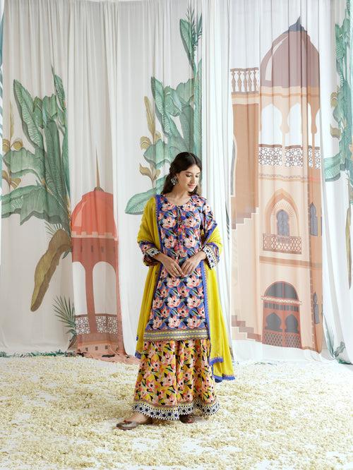 Soha Straight Kurta with Sharara and Dupatta