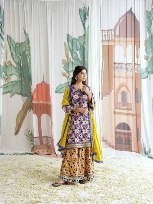 Soha Straight Kurta with Sharara and Dupatta