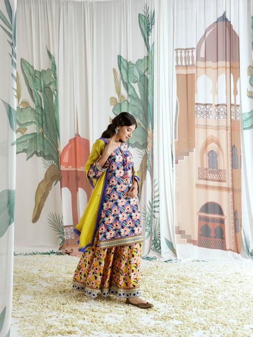 Soha Straight Kurta with Sharara and Dupatta