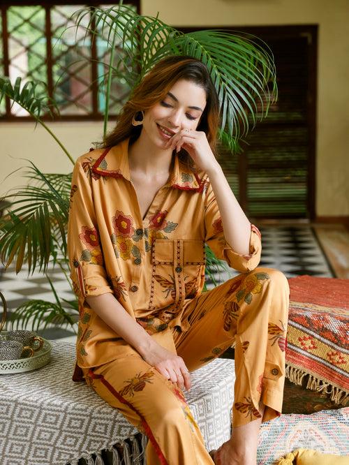 CAMEL HONEY BEE PRINT CO ORD SET - SET OF 2