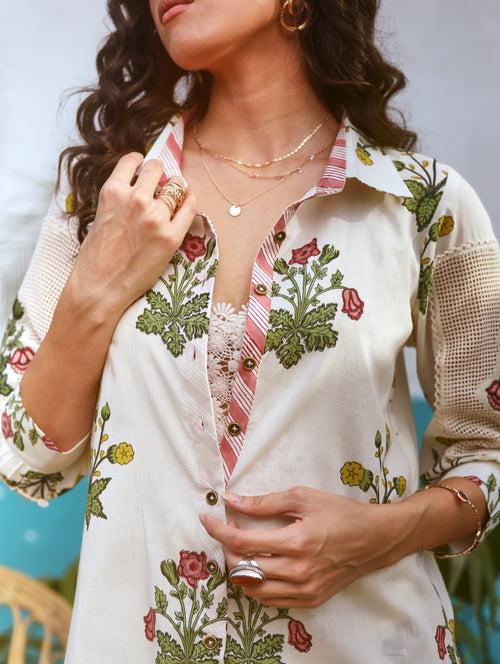 Peach and Yellow Floral Shirt