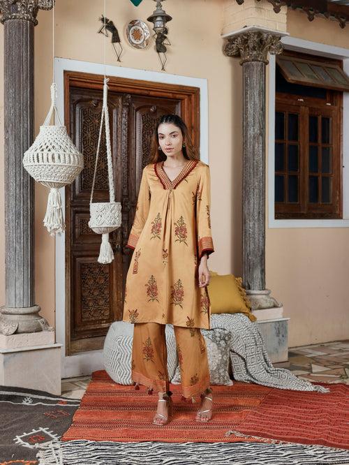 CAMEL VASE PRINT KURTA & PALAZZO- SET OF 2