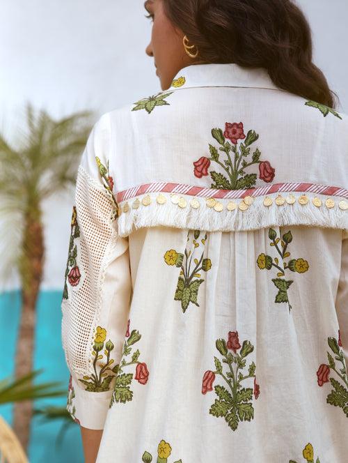 Peach and Yellow Floral Shirt