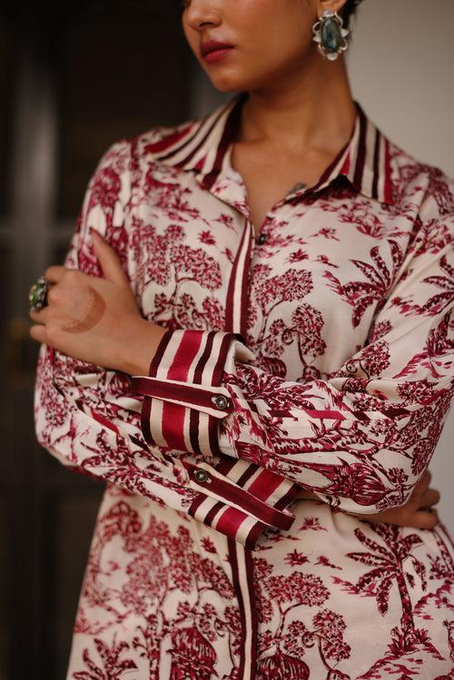 Maroon Machan Shirt and Pant Co-ord Set-Set of 2