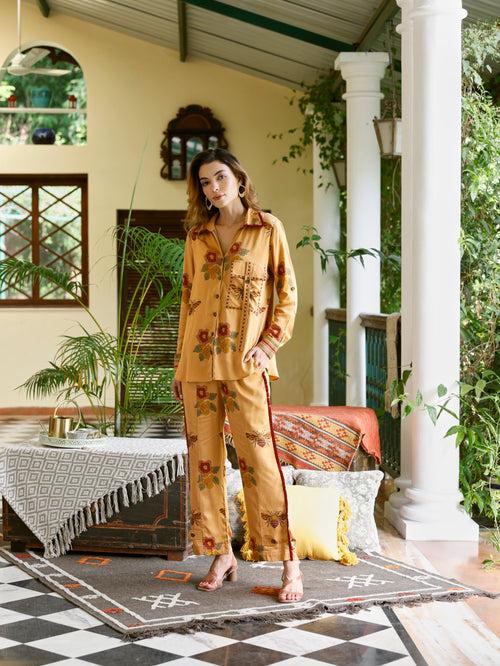 CAMEL HONEY BEE PRINT CO ORD SET - SET OF 2