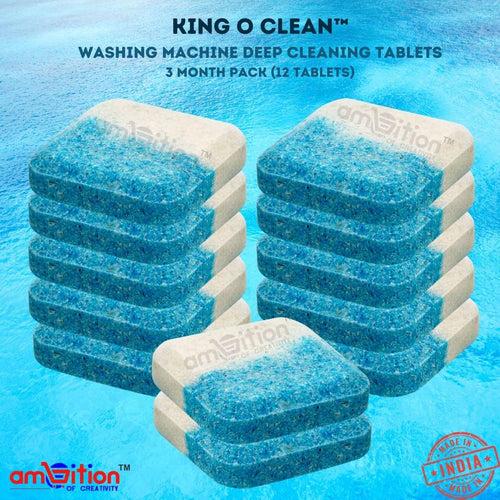 King O Clean™ - Washing Machine Deep Cleaning Tablets 3 Month Pack (Pack of 12)  with FREE Washing Machine Anti-Vibration Pad (Pack of 4)