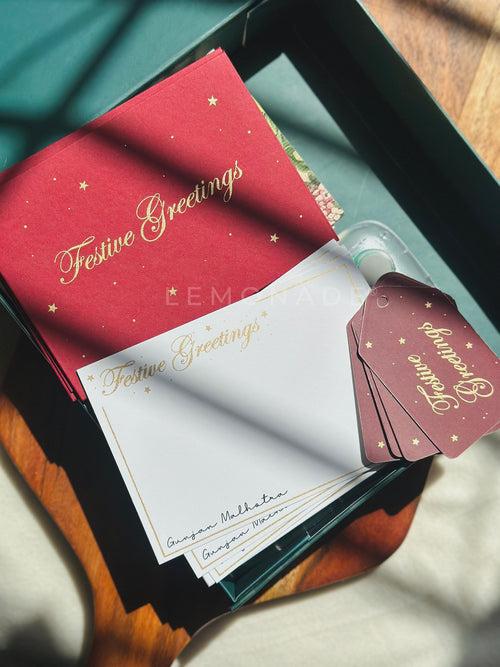 Personalized - Gold Printed Notecards - Festive Greetings