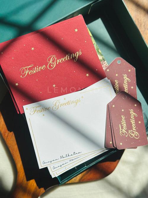 Personalized Envelopes - Gold Printed - Festive Greetings - Set of 9