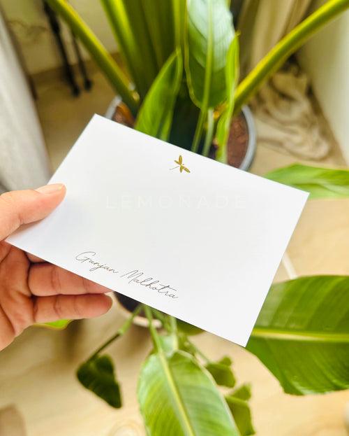 Personalized - Luxe Gold Foil Notecards - Dragonfly - Set of 50