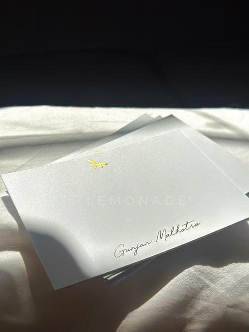 Personalized - Luxe Gold Foil Notecards - Dragonfly - Set of 50