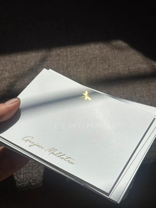 Personalized - Luxe Gold Foil Notecards - Dragonfly - Set of 50