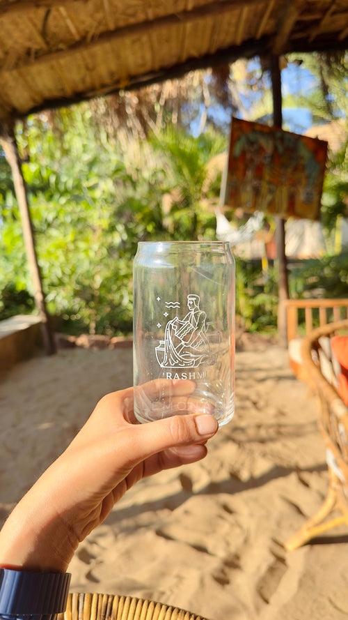 Personalized - Artisan - Can Glass With Straw - Zodiac