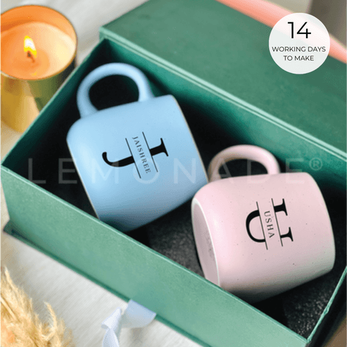 Personalized - Pastel Neu Ceramic Coffee Mug Hamper - Initial