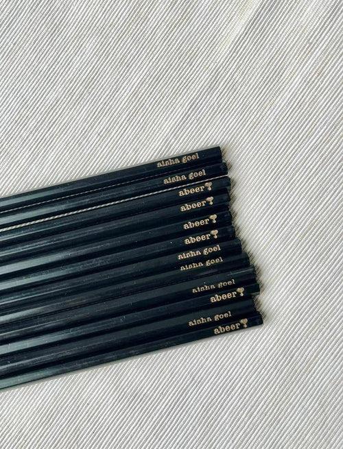 Personalized - Black Pencils - Set of 6