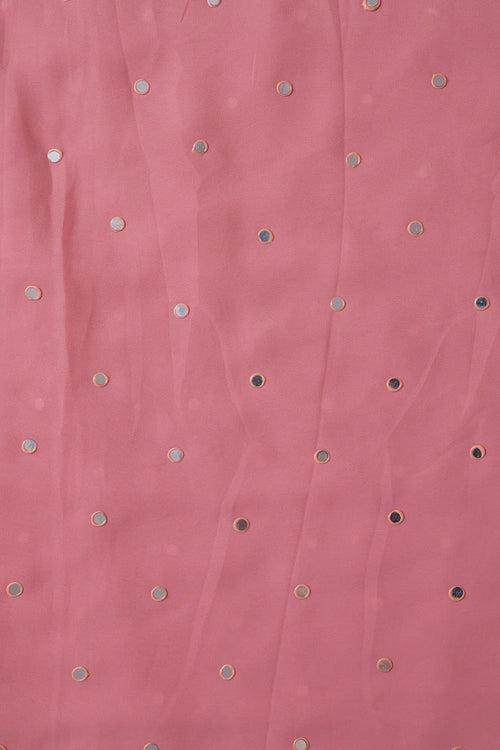 Beautiful Real Mirror Embroidery Work On Thulian Pink Georgette Fabric