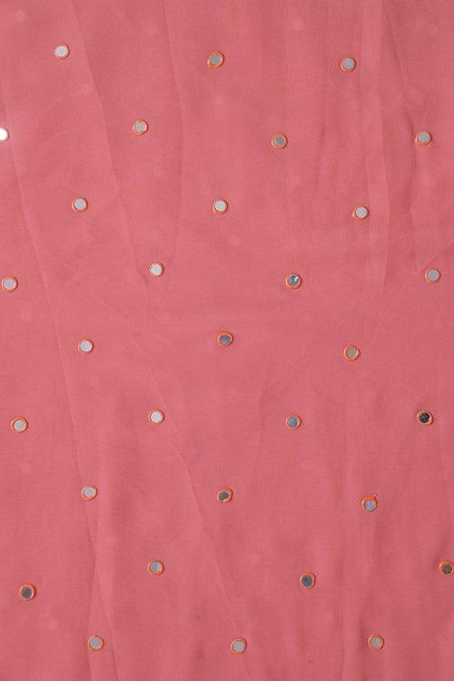 Beautiful Real Mirror Embroidery Work On Dusty Pink Georgette Fabric