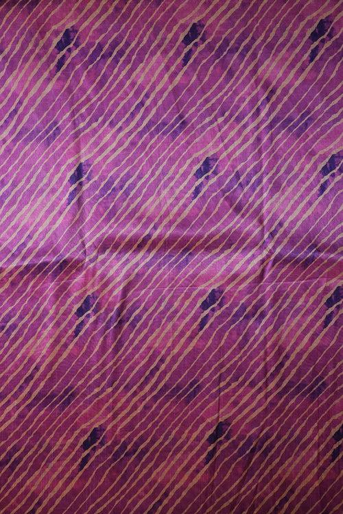 Pink And Purple Stripes Pattern Digital Print On Mulberry Silk Fabric