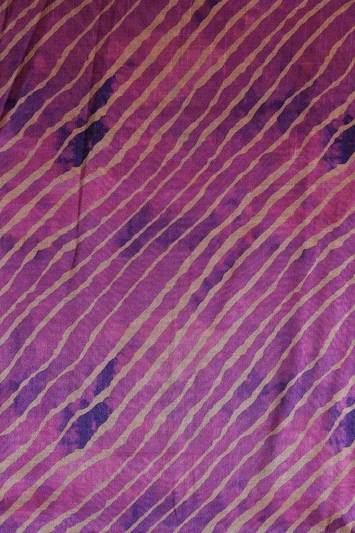 Pink And Purple Stripes Pattern Digital Print On Mulberry Silk Fabric