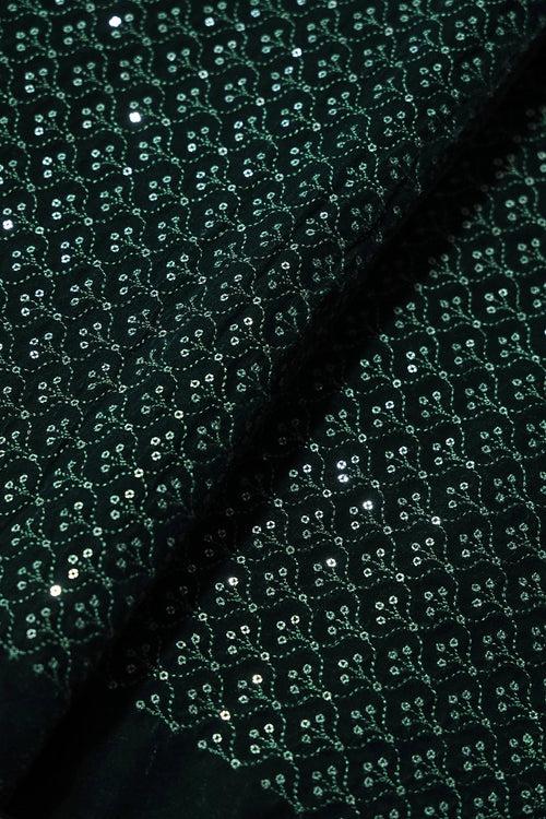 Bottle Green Unstitched Lehenga Set Fabric (3 Piece)