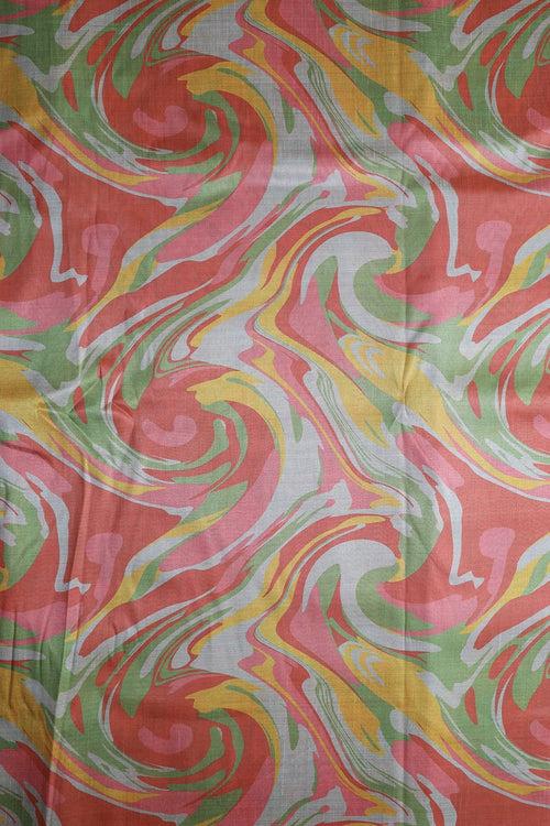 Multi Color Abstract Pattern Digital Print On Mulberry Silk Fabric