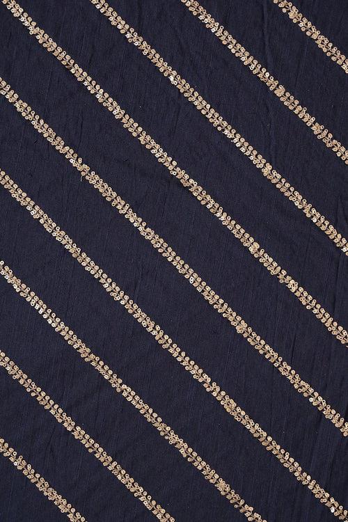 Navy Blue And Light Blue Unstitched Lehenga Set Fabric (3 Piece)