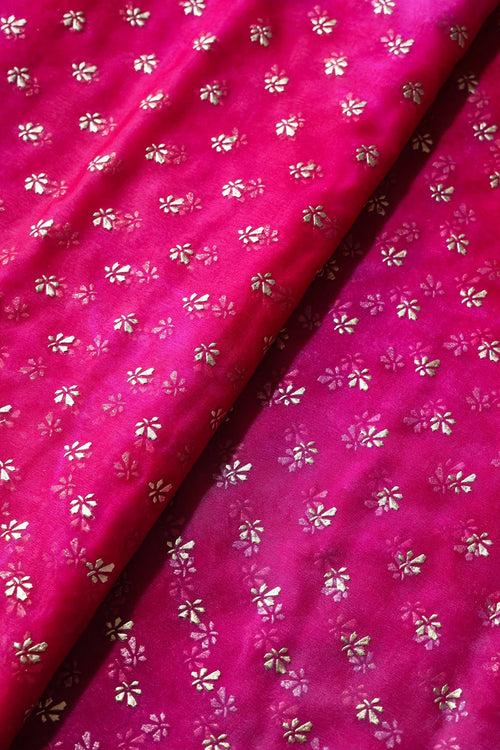 Pink And Fuchsia Unstitched Lehenga Set Fabric (3 Piece)