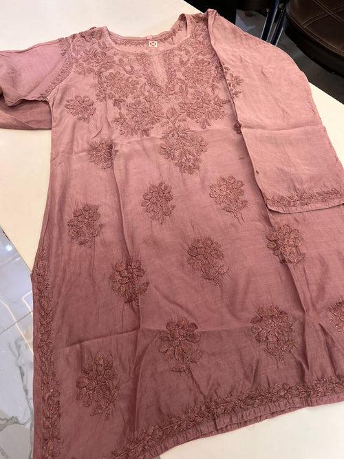 Veersons Chikankari Hand-Embroidered Muslin Ombre Women Short Top