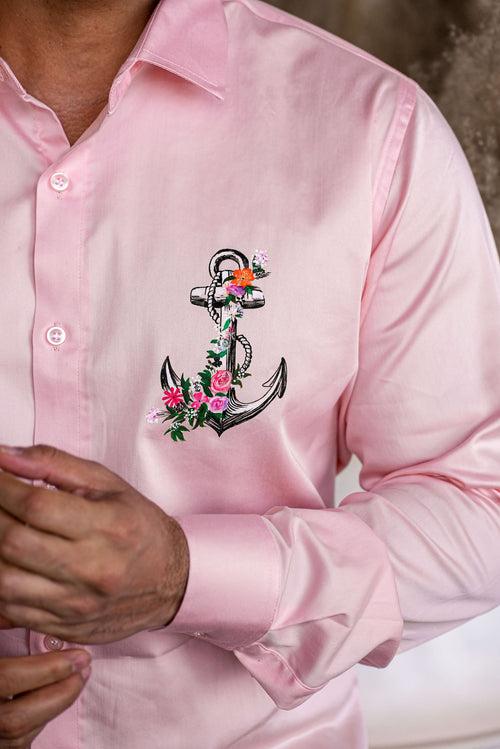 Anchor Of Faith Peach Handpainted Shirt