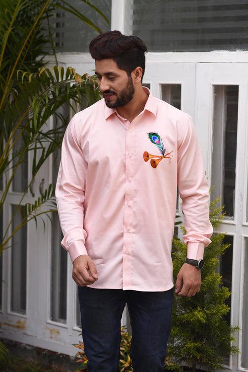 Subhaarambh Peach Handpainted Shirt