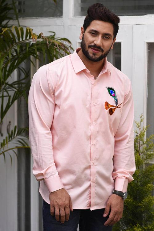 Subhaarambh Peach Handpainted Shirt