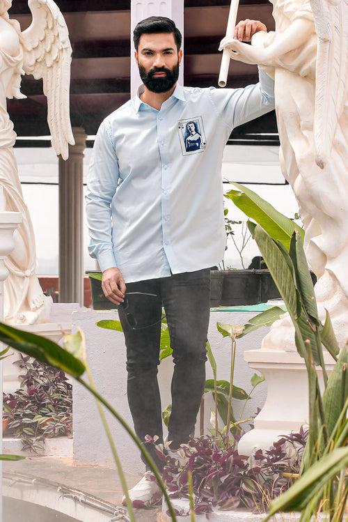 King Ronaldo Light Blue Handpainted Shirt