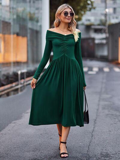 Rachael Off-Shoulder Midi Dress - Deep Teal