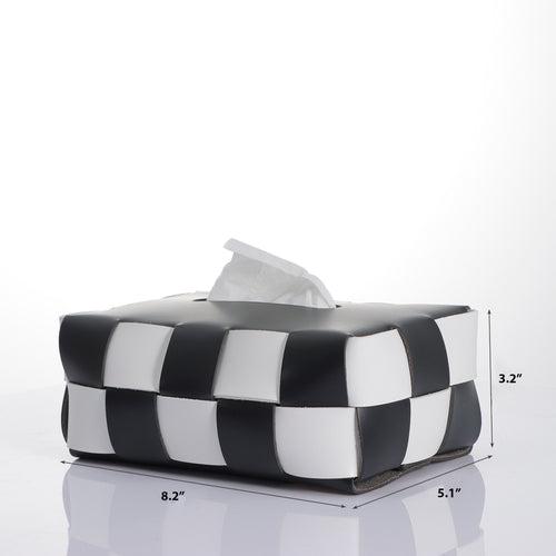 Dreaming in Patterns - Checkerboard Style Leather Decorative Tissue Box - Style 2