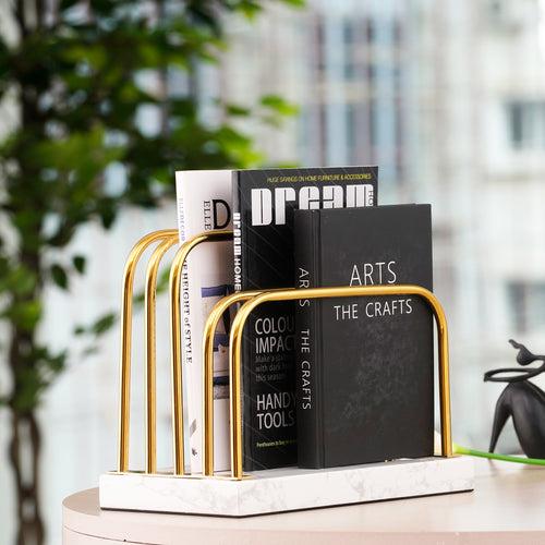 Artful Organization: Marble & Stainless Steel Decorative Magazine Holder