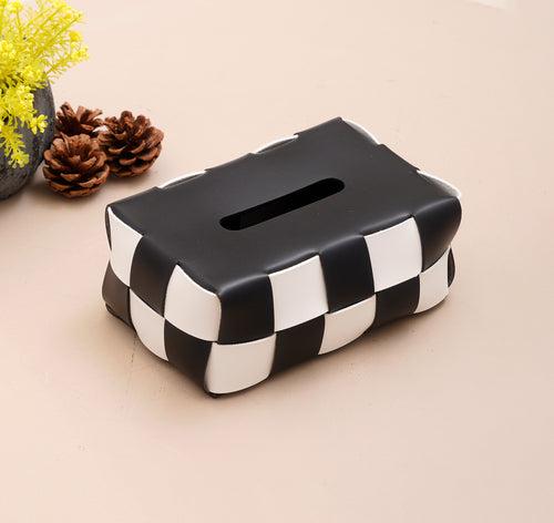 Dreaming in Patterns - Checkerboard Style Leather Decorative Tissue Box - Style 2