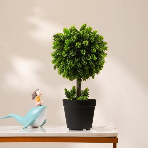 Majestic Meadow ≈ 1.5 Feet  Artificial Pine Plant (With Black Plastic Base Pot)