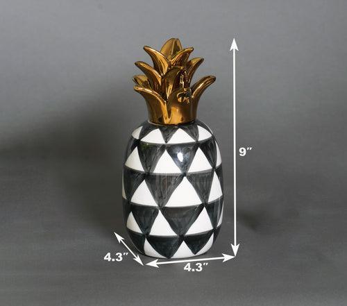 The Golden Crowns of Luck : The Monochrome Pumpkin & Pineapple Ceramic Table Showpiece