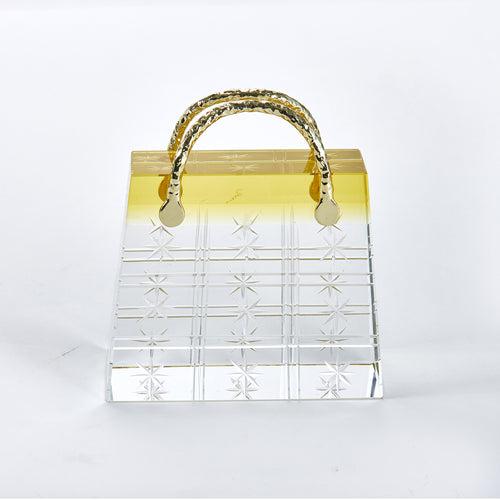 Opulent Glam: Crystal & Copper Alloy Handbag Sculpture - Style 2 (Amber)