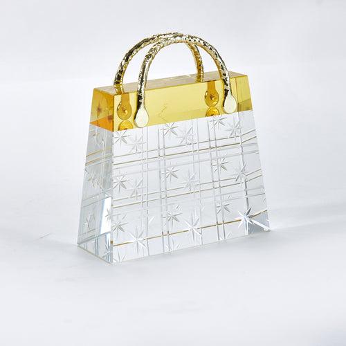 Opulent Glam: Crystal & Copper Alloy Handbag Sculpture - Style 2 (Amber)