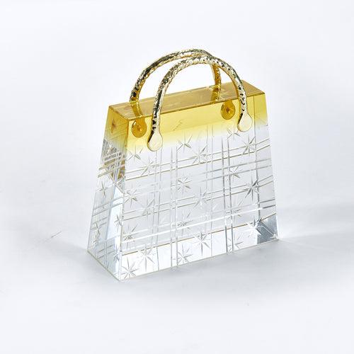 Opulent Glam: Crystal & Copper Alloy Handbag Sculpture - Style 2 (Amber)