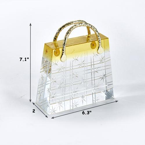 Opulent Glam: Crystal & Copper Alloy Handbag Sculpture - Style 2 (Amber)