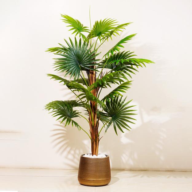 Palm Perfection ≈ 4 ft Tall Artificial Fan Palm Tree (Without Pot)